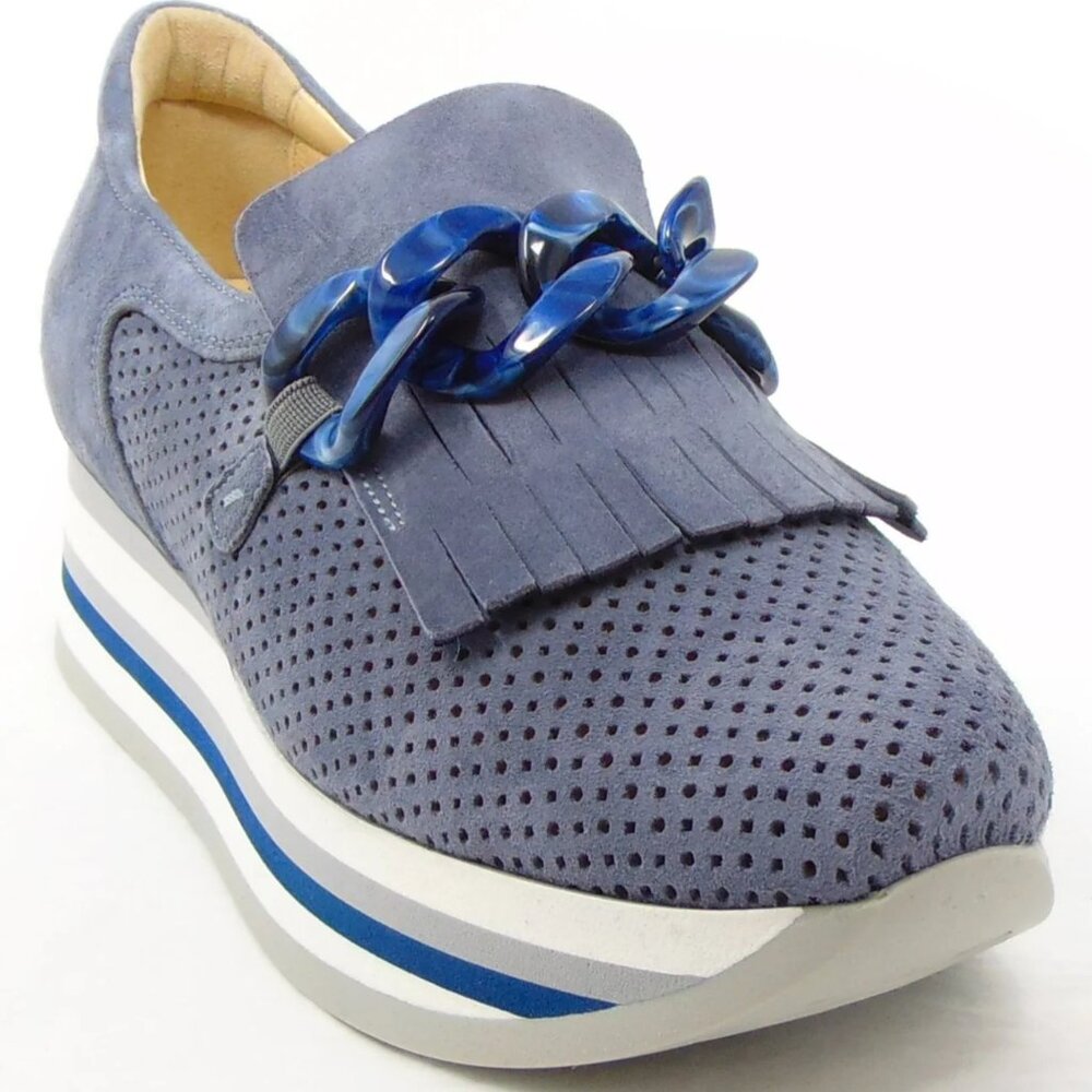 Blue Women's Perforated Slip-On Shoes
